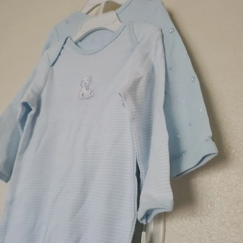Little Me Doggy Run Blue Bodysuit Set of 2 Organic Cotton 9Months